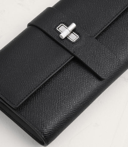 Turnlock Leather Wallet with Chain