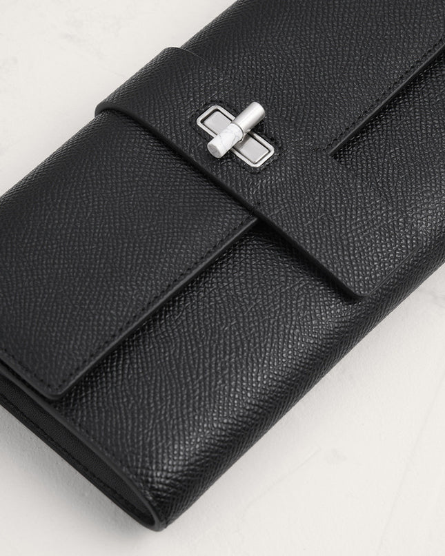 Turnlock Leather Wallet with Chain