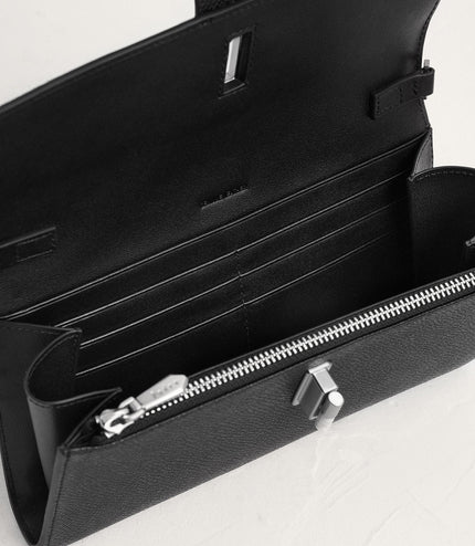 Turnlock Leather Wallet with Chain