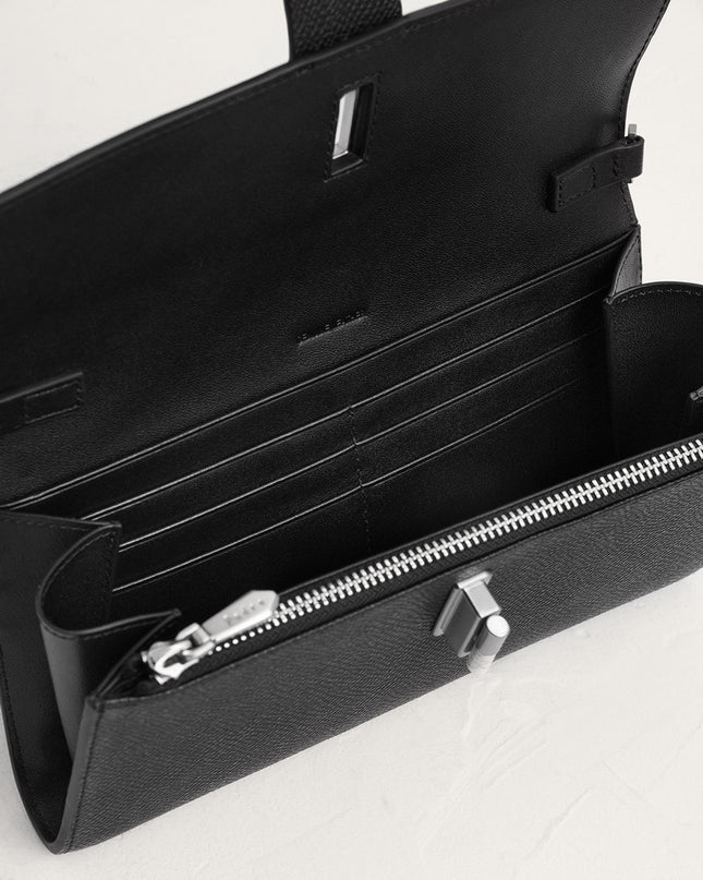 Turnlock Leather Wallet with Chain