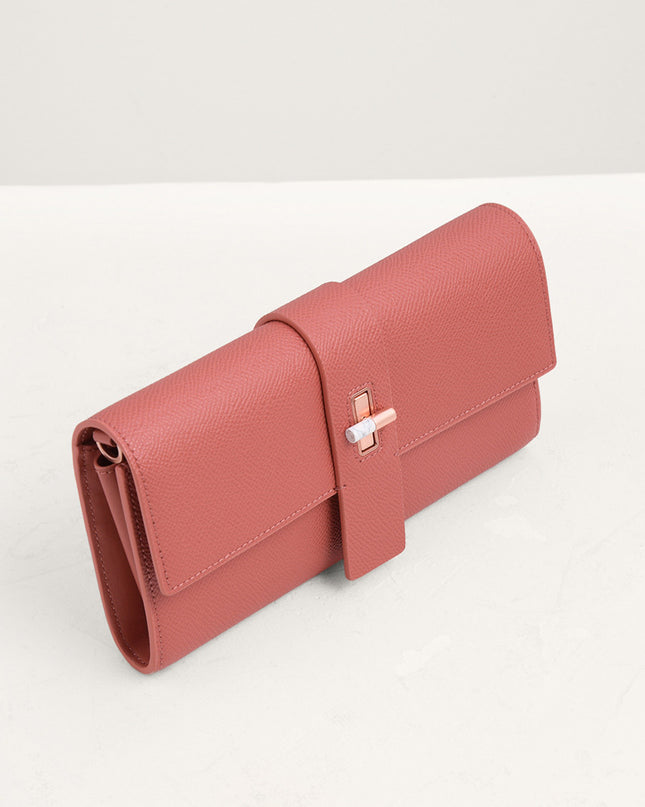Turnlock Leather Wallet with Chain
