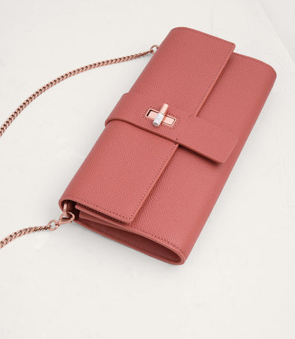 Turnlock Leather Wallet with Chain