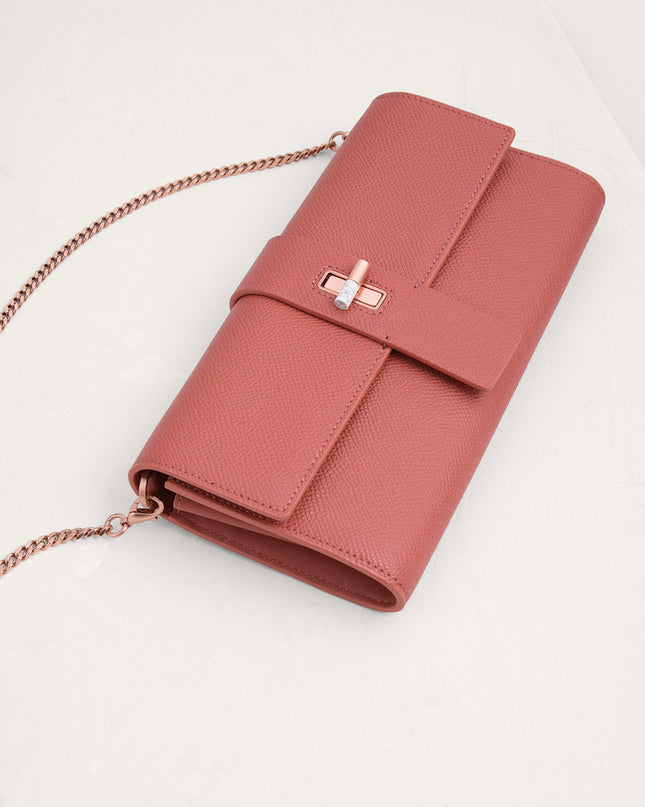 Turnlock Leather Wallet with Chain
