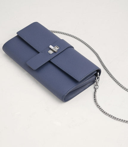 Turnlock Leather Wallet with Chain