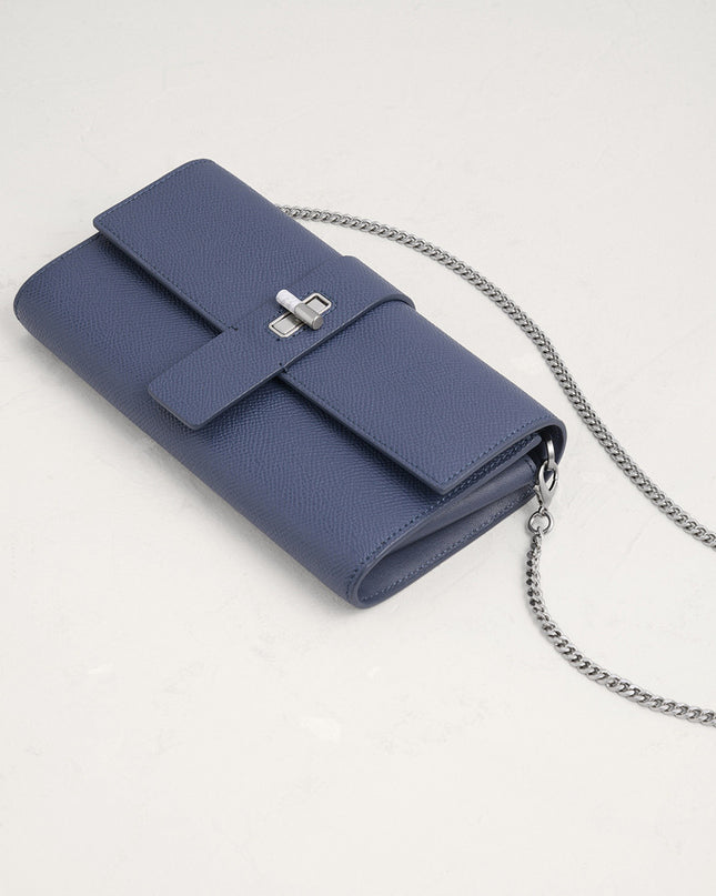 Turnlock Leather Wallet with Chain