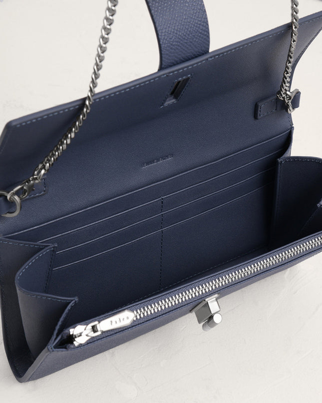 Turnlock Leather Wallet with Chain