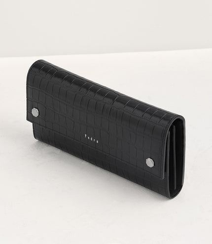 Croc-Effect Embossed Leather Wallet