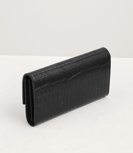 Croc-Effect Embossed Leather Wallet