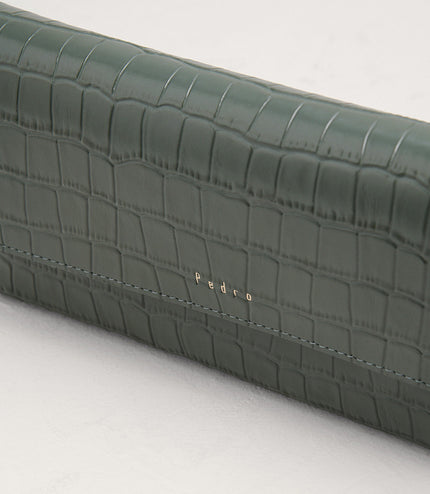 Croc-Effect Embossed Leather Wallet