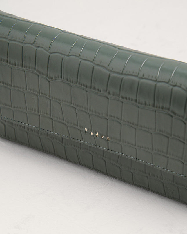 Croc-Effect Embossed Leather Wallet