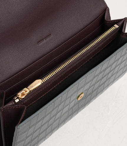 Croc-Effect Embossed Leather Wallet