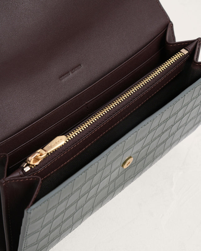 Croc-Effect Embossed Leather Wallet