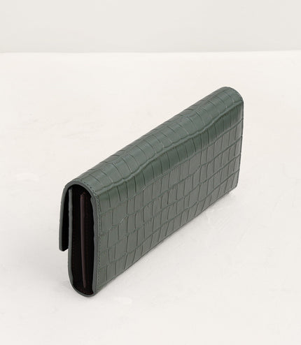 Croc-Effect Embossed Leather Wallet