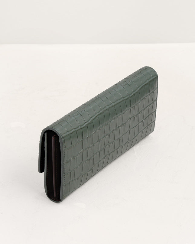 Croc-Effect Embossed Leather Wallet