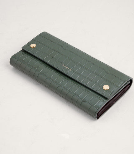 Croc-Effect Embossed Leather Wallet
