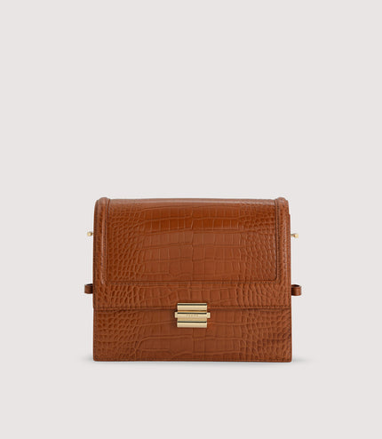 Boxy Embossed Leather Shoulder Bag