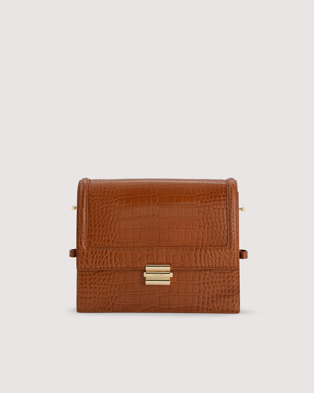 Boxy Embossed Leather Shoulder Bag