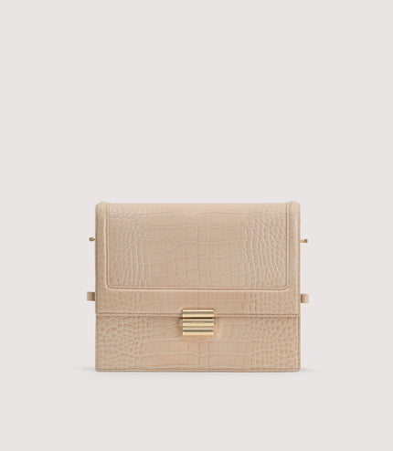 Boxy Embossed Leather Shoulder Bag