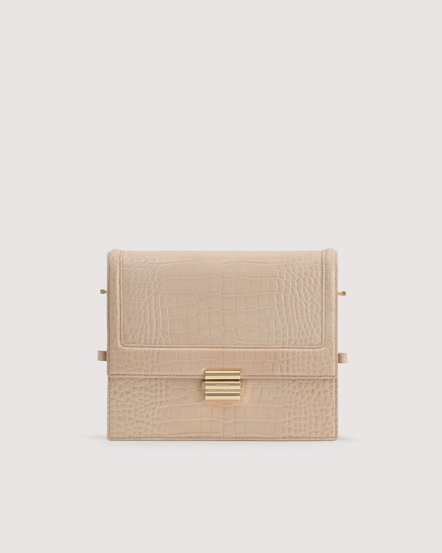 Boxy Embossed Leather Shoulder Bag