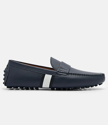 Leather Band Driving Shoes - Navy