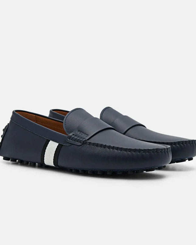 Leather Band Driving Shoes - Navy