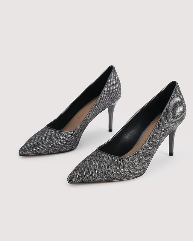 Glitter Leather Pumps