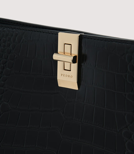 Embossed Leather Top Handle