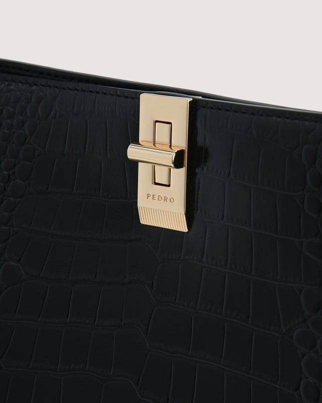 Embossed Leather Top Handle