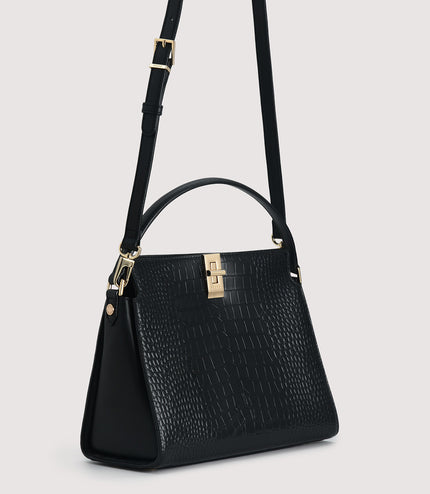 Embossed Leather Top Handle