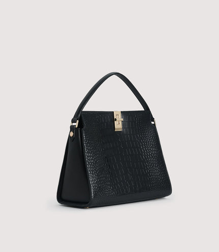 Embossed Leather Top Handle