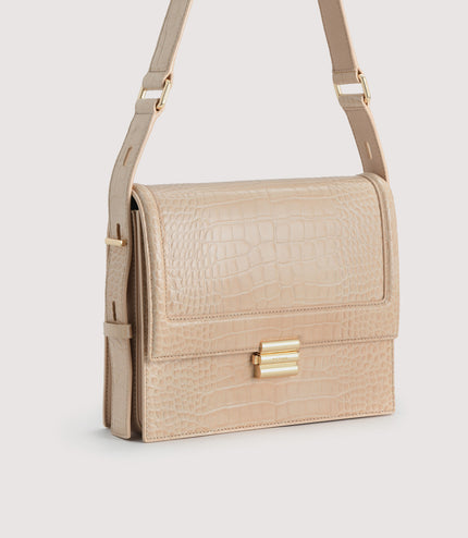 Boxy Embossed Leather Shoulder Bag