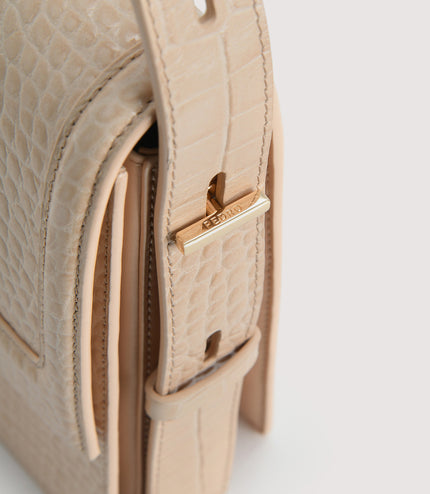Boxy Embossed Leather Shoulder Bag