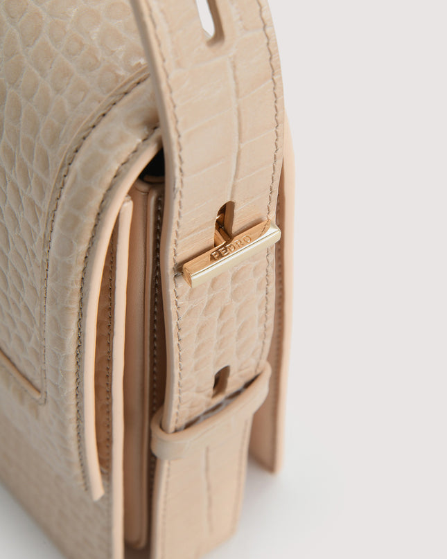 Boxy Embossed Leather Shoulder Bag