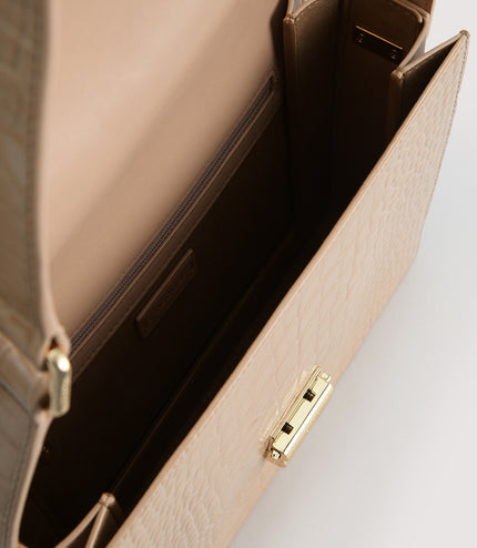 Boxy Embossed Leather Shoulder Bag