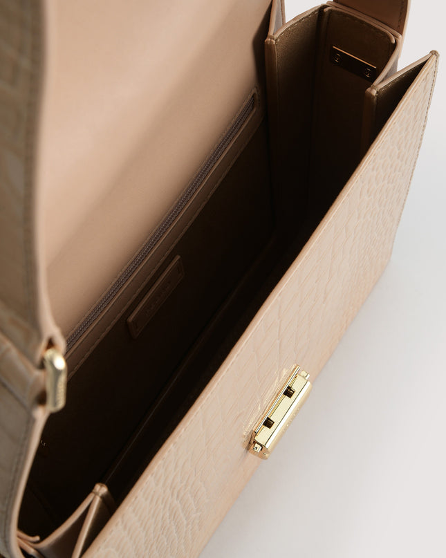 Boxy Embossed Leather Shoulder Bag