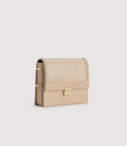 Boxy Embossed Leather Shoulder Bag