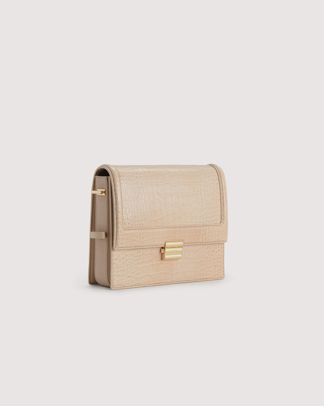 Boxy Embossed Leather Shoulder Bag