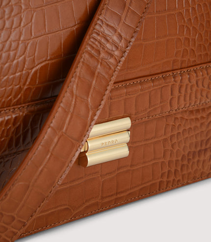 Boxy Embossed Leather Shoulder Bag