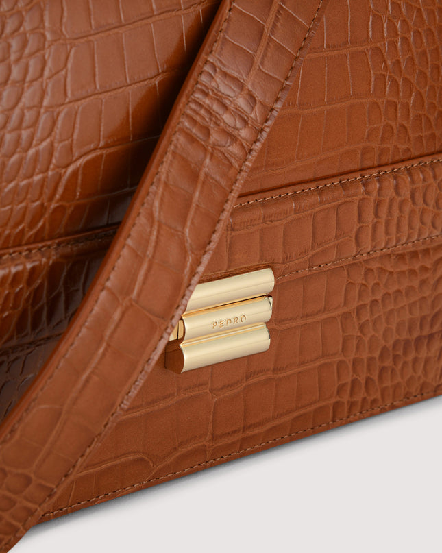 Boxy Embossed Leather Shoulder Bag