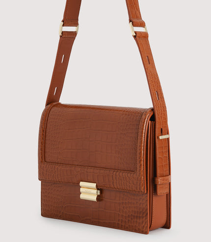 Boxy Embossed Leather Shoulder Bag