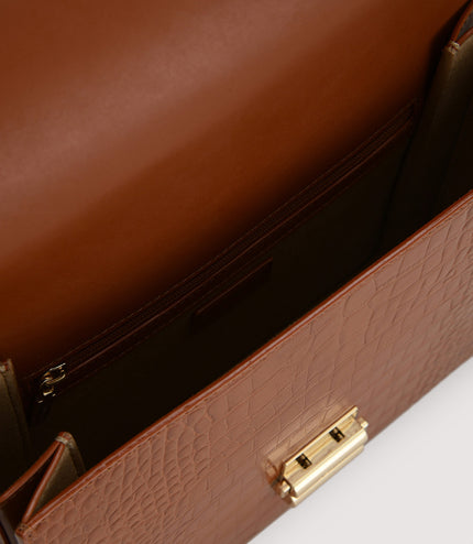 Boxy Embossed Leather Shoulder Bag
