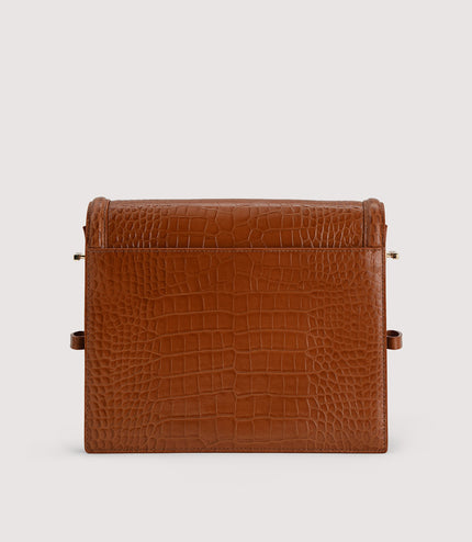 Boxy Embossed Leather Shoulder Bag