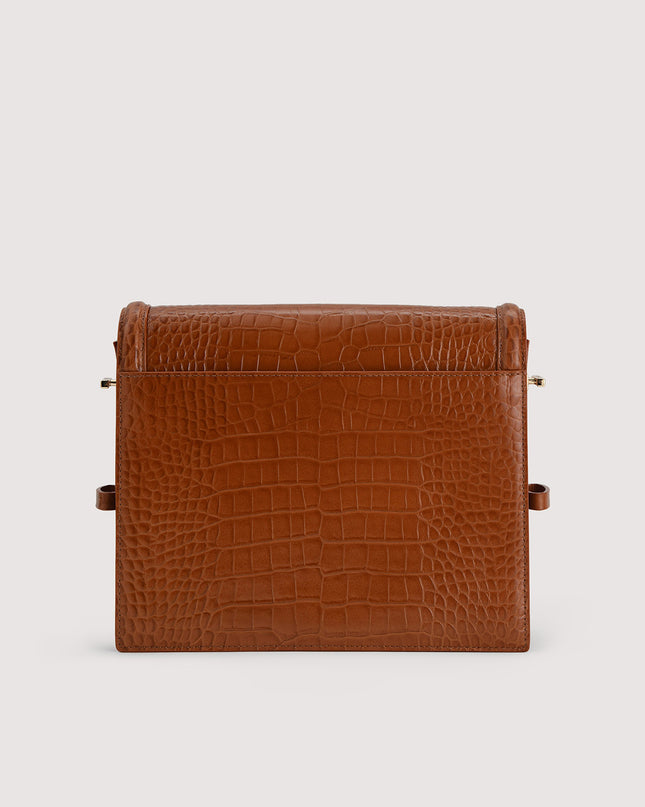 Boxy Embossed Leather Shoulder Bag