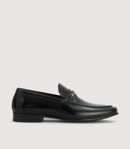Leather Loafers with Silver Buckle