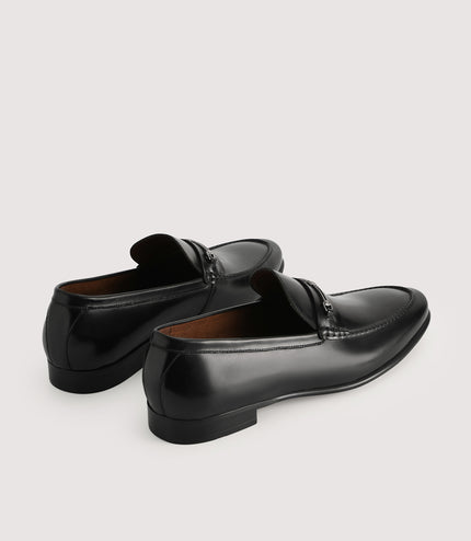 Leather Loafers with Silver Buckle