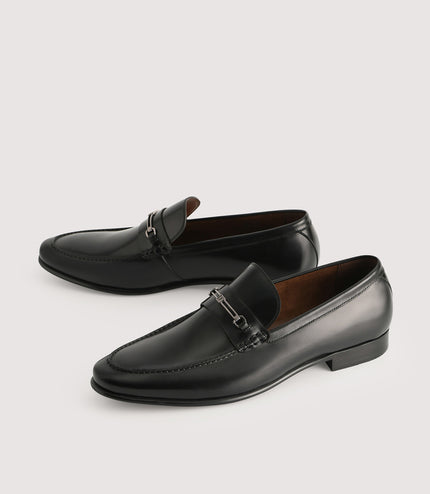 Leather Loafers with Silver Buckle