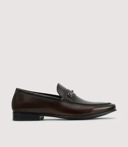 Leather Loafers with Silver Buckle