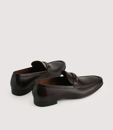 Leather Loafers with Silver Buckle
