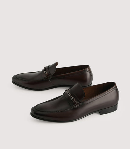 Leather Loafers with Silver Buckle