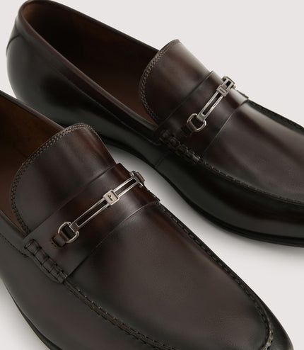 Leather Loafers with Silver Buckle